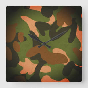 Relógio Quadrado Padrão de Camuflagem Militar Clássico