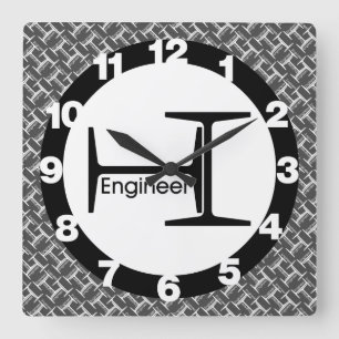Relógio Quadrado Padrão de Engenheiro de viga de aço