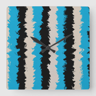Relógio Quadrado Padrão de faixa de Abstrato azul preto