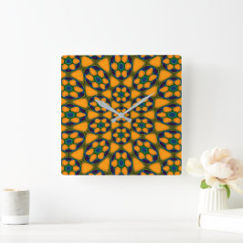 Relógio Quadrado Padrão de Flores de Abstrato exclusivo