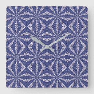 Relógio Quadrado Padrão de Fortune Teller de Origami Azul Marinho e