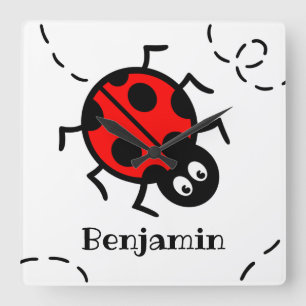 Relógio Quadrado Padrão de Ladybird personalizado