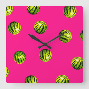 Relógio Quadrado padrão de melancia rosa