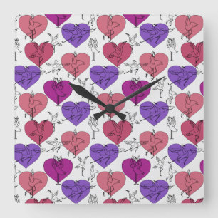 Relógio Quadrado Padrão de poses de ioga   Ioga sem costura 4