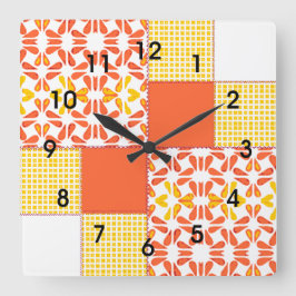 Relógio Quadrado Padrão de Quilt Block "Autumn Tints"