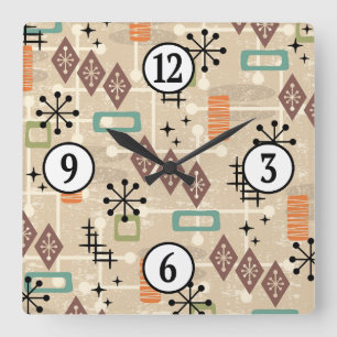 Relógio Quadrado Padrão de Starburst de Idade Atômica Moderna do me