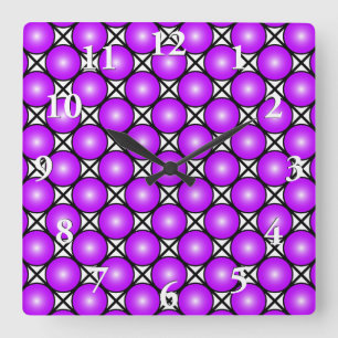 Relógio Quadrado Padrão de trava branca preta de pontos cor-de-rosa