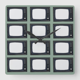 Relógio Quadrado Padrão de TV Antiga Clássica Retro da Televisão