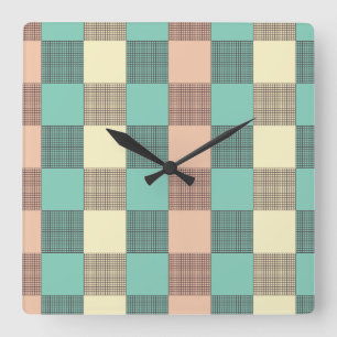 Relógio Quadrado Padrão de xadrez contínuo  