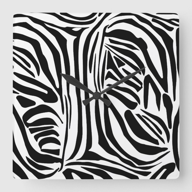 Relógio Quadrado Padrão de zebra (Frente)