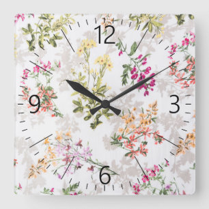 Relógio Quadrado Padrão floral gentil