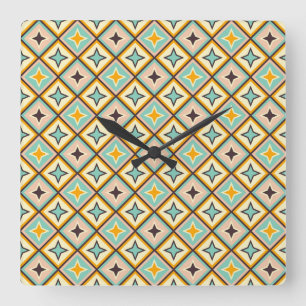 Relógio Quadrado Padrão geométrico abstrato com formas de diamante
