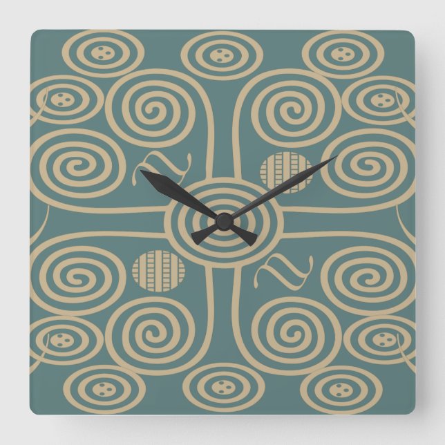 Relógio Quadrado Padrão geométrico abstrato moderno elegante e sofi (Frente)