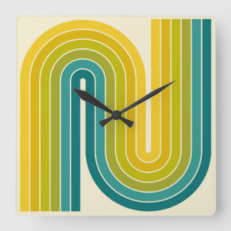 Relógio Quadrado Padrão Geométrico de Stripes com Estilo Retroativo