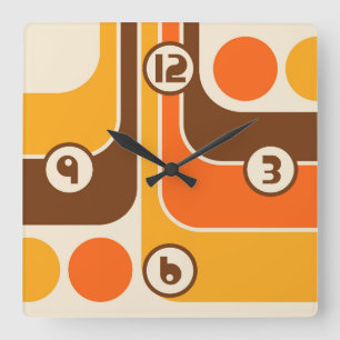 Relógio Quadrado Padrão Geométrico do Estilo de Imagem Retroativa d