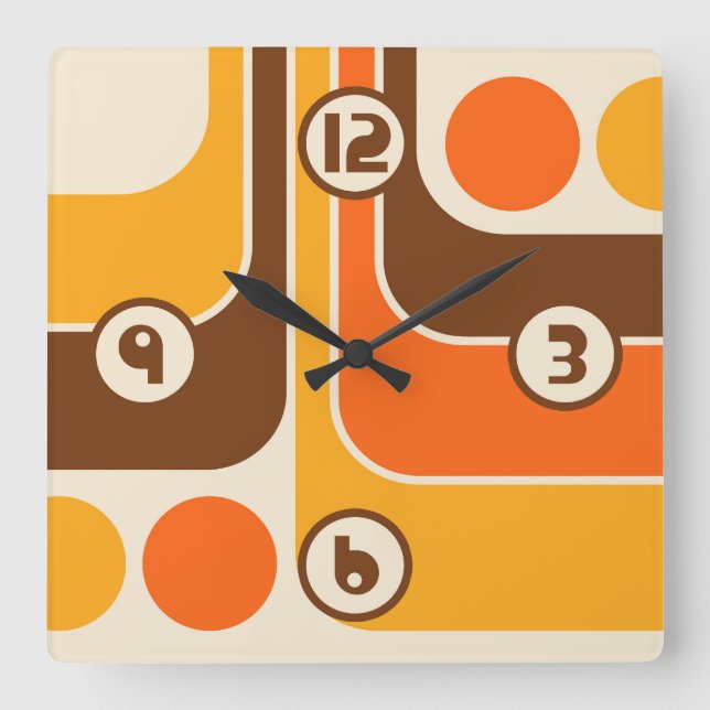 Relógio Quadrado Padrão Geométrico do Estilo de Imagem Retroativa d (Frente)