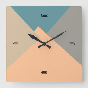 Relógio Quadrado Padrão Geométrico Moderno de Cor Retroativa
