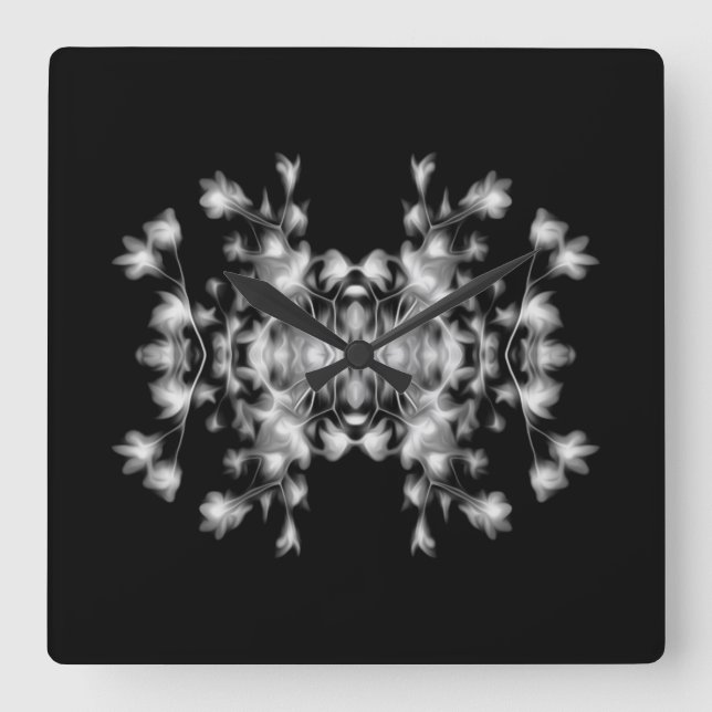 Relógio Quadrado Padrão Gráfico Floral abstrato (Frente)