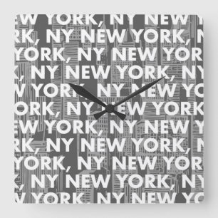 Relógio Quadrado Padrão Gráfico NY NOVA YORK