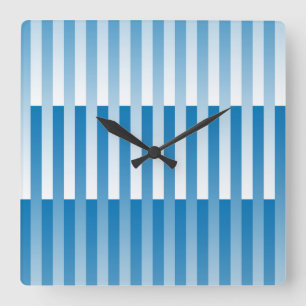 Relógio Quadrado Padrão Listrado Azul Branco