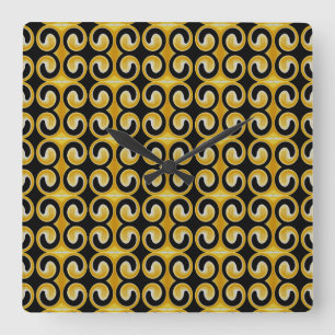 Relógio Quadrado Padrão preto amarelo na moda real