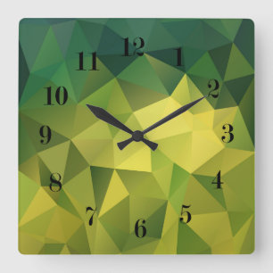 Relógio Quadrado Padrão verde amarelo