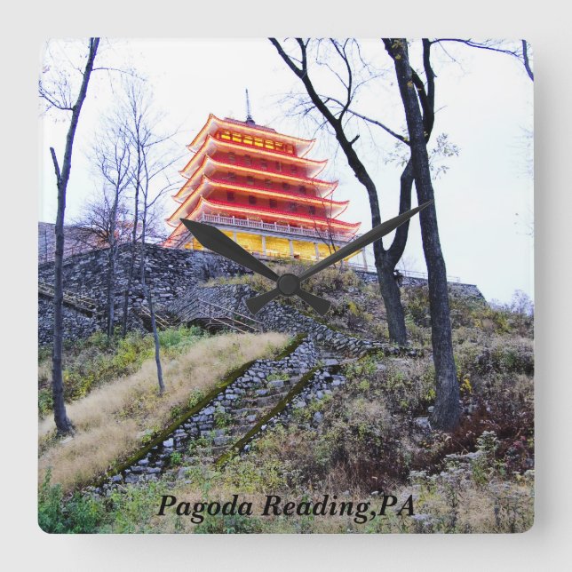 Relógio Quadrado Pagoda Reading, PA (Frente)