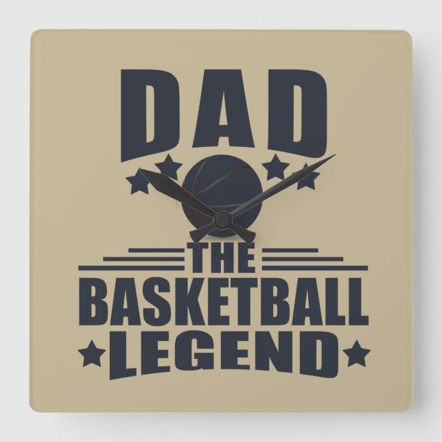 Relógio Quadrado Pai a lenda de basquete presentes engraçados de di (Frente)