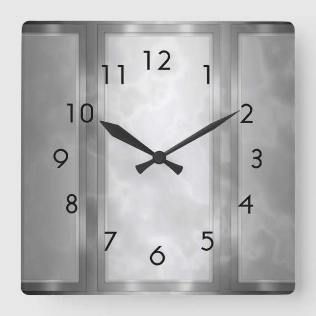 Relógio Quadrado Painéis de mármore de carvão negro (Frente)