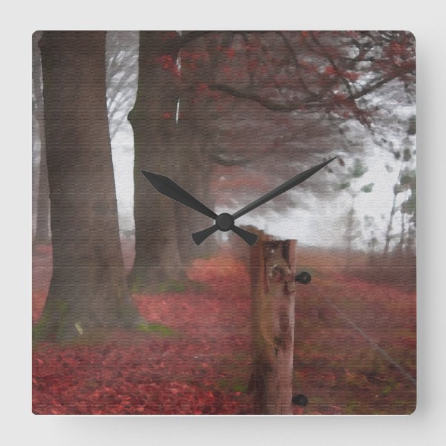 Relógio Quadrado Painterly Beauty Autumn Muur Klokken (Frente)