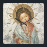 Relógio Quadrado Painting of Young Savior Jesus<br><div class="desc">Painting of Young Savior Jesus Designed by Carrie Fink.  Printed and shipped by Zazzle or their partners.</div>