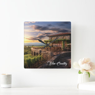 Relógio Quadrado País Vinho