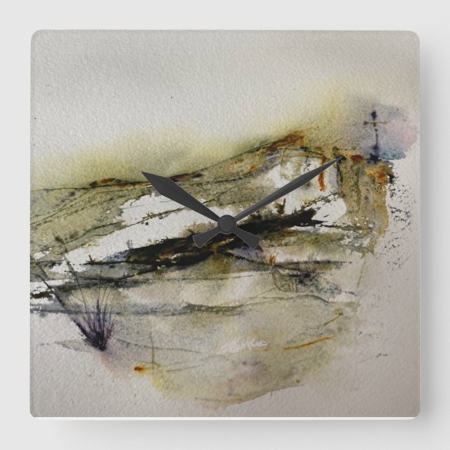 Relógio Quadrado Paisagem de abstrato Autumn Colunas (Frente)