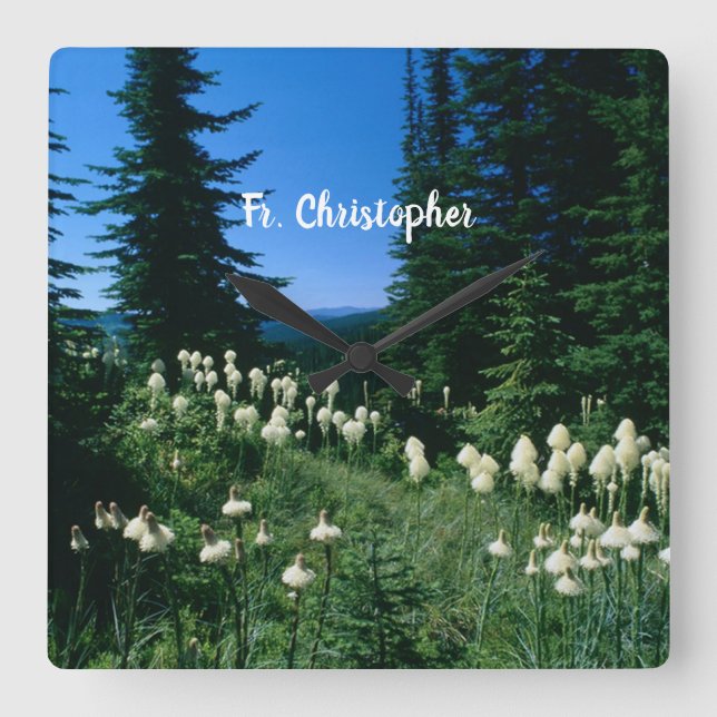 Relógio Quadrado Paisagem do Padre Personalizada (Frente)