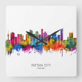 Relógio Quadrado Paisagem urbana da cidade de Pattaya Tailândia