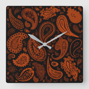 Relógio Quadrado Paisley na oxidação por Julie Everhart