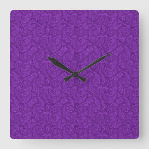 Relógio Quadrado Paisley roxo