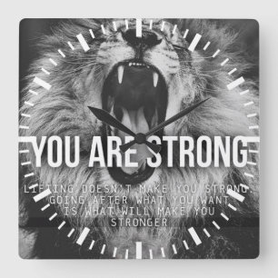 Relógio Quadrado Palavras Motivacionais - Você É Forte