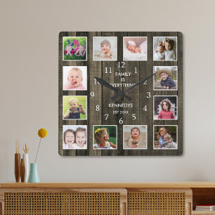 Relógio Quadrado Palete de Palete Personalizado da Família de Cola