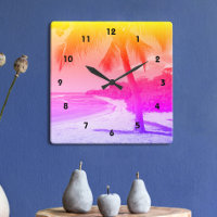 Palm Tree Tropical Beach Orange Pink Roxo Ombo