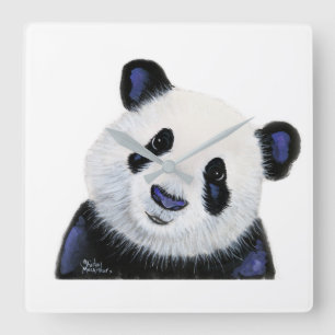 Relógio Quadrado Panda Bear Impressão ' HuGSY' de Shirley MacArthur