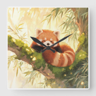 Relógio Quadrado Panda Vermelho