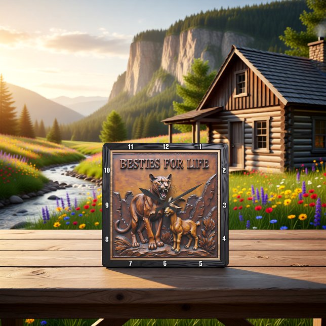 Relógio Quadrado Panther Goat Dark Forest (Criador carregado)