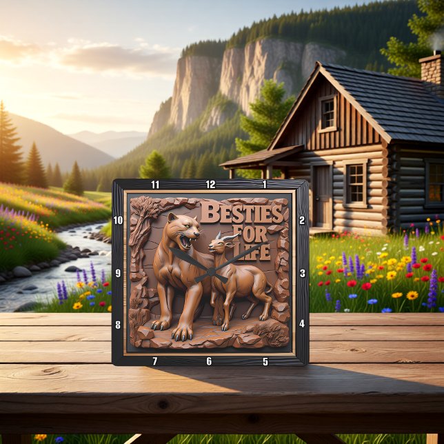 Relógio Quadrado Panther Goat Dark Habitat (Criador carregado)