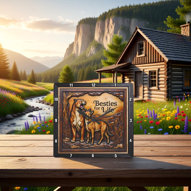 Relógio Quadrado Panther Goat Textured Forest (Criador carregado)