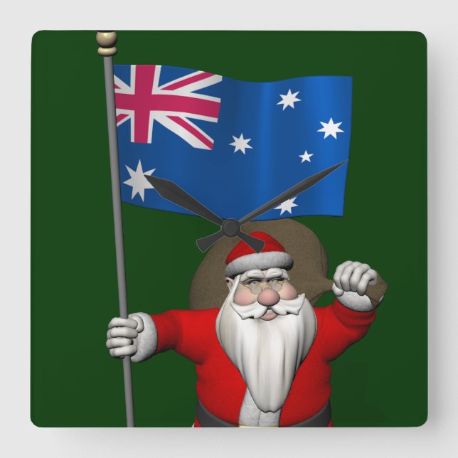 Relógio Quadrado Papai Noel, Alferes Da Austrália (Frente)
