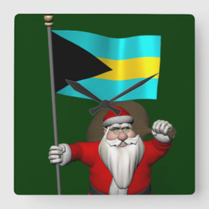 Relógio Quadrado Papai Noel, Alferes Das Bahamas