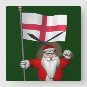 Relógio Quadrado Papai Noel Com Alferes Da Inglaterra
