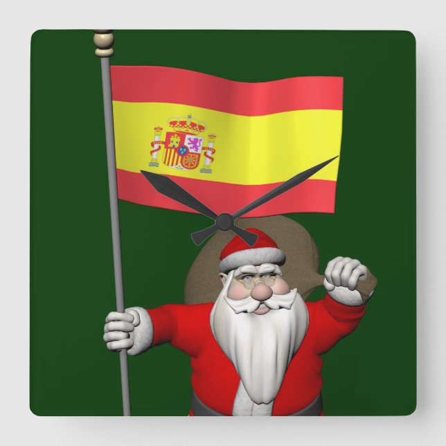 Relógio Quadrado Papai Noel Com Alferes De Espanha (Frente)