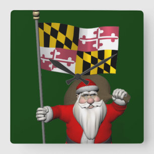 Relógio Quadrado Papai Noel Com Alferes De Maryland
